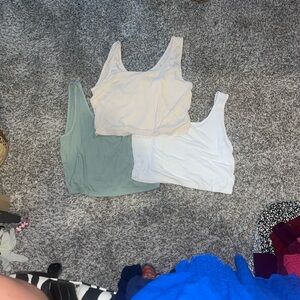 Women's Sleeveless Tops - White, Cream, and Green
